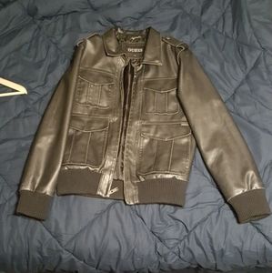 Guess Vegan Leather Jacket Biker Cargo Pockets